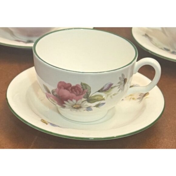 Bone China Formalities By Baum Bros. Floral Teacup & Saucer Set Of 3 Made In Eng - Picture 2 of 7